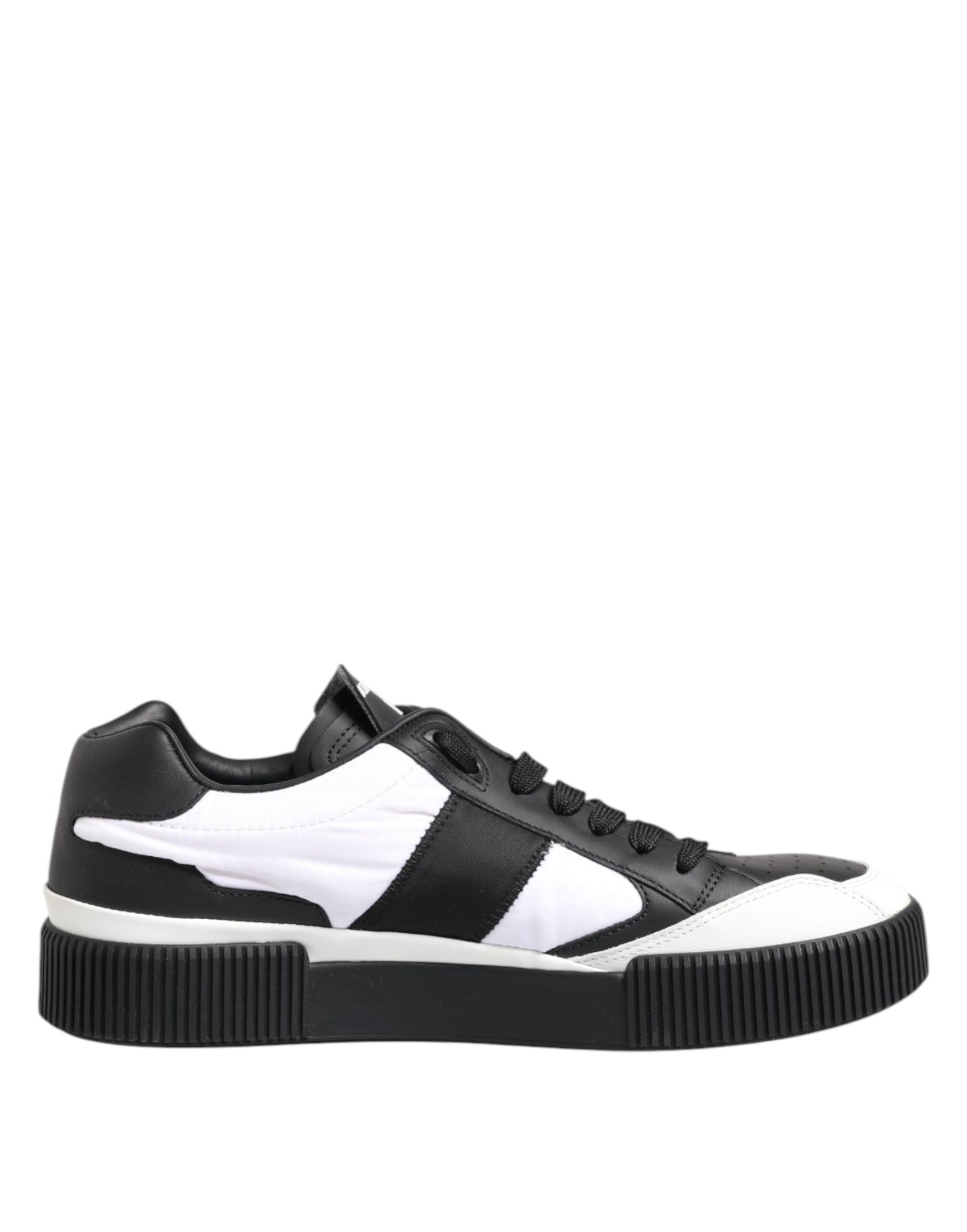 Black White Leather MIAMI Low Top Sneakers Shoes