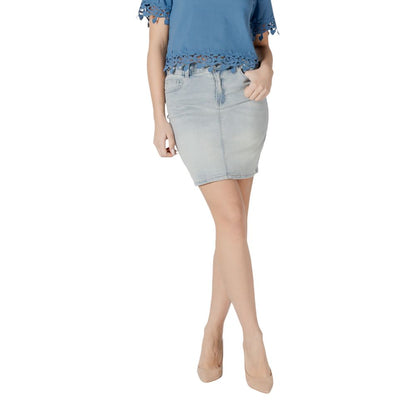 Blue Cotton Mini Skirt