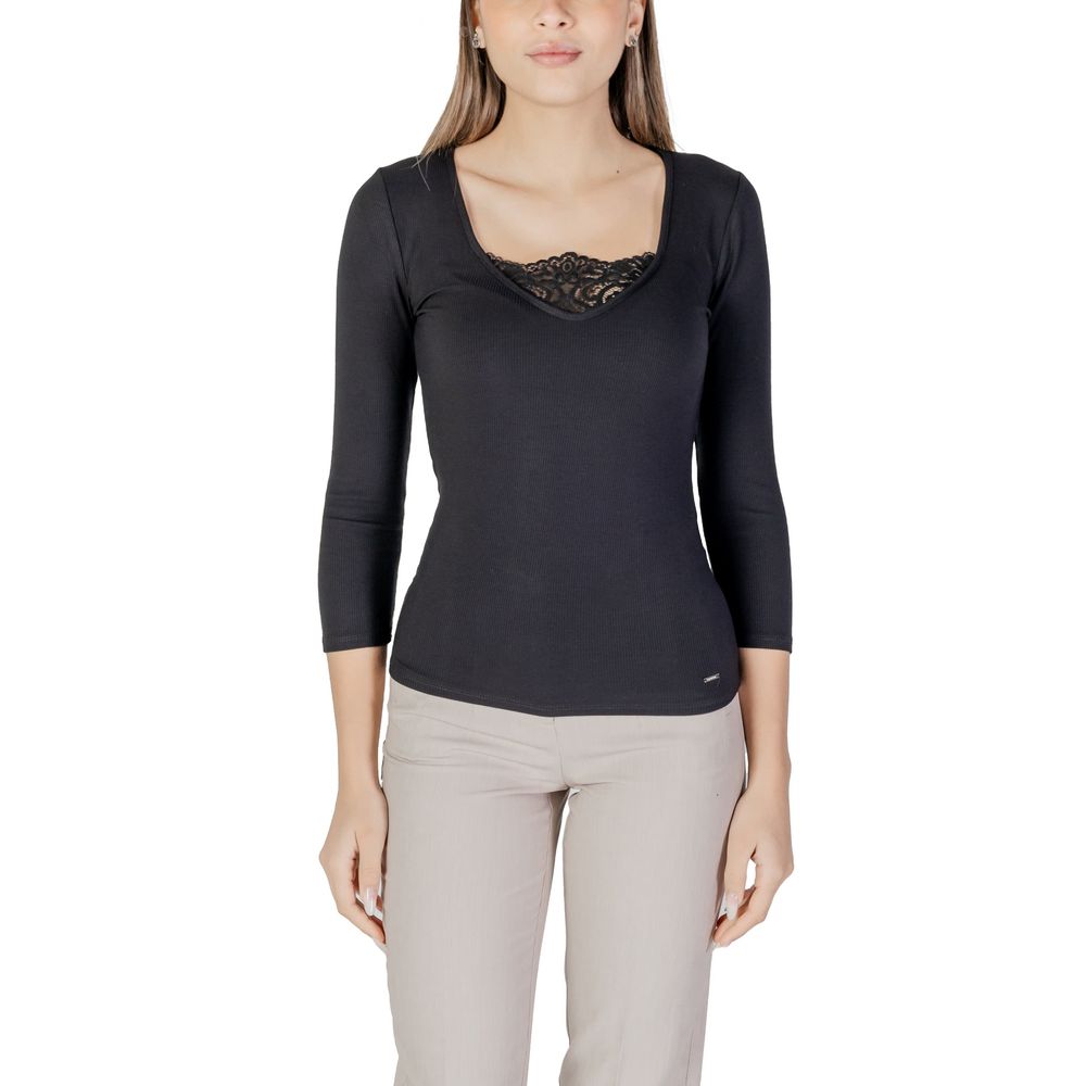 Black Viscose Long Sleeve T-Shirt