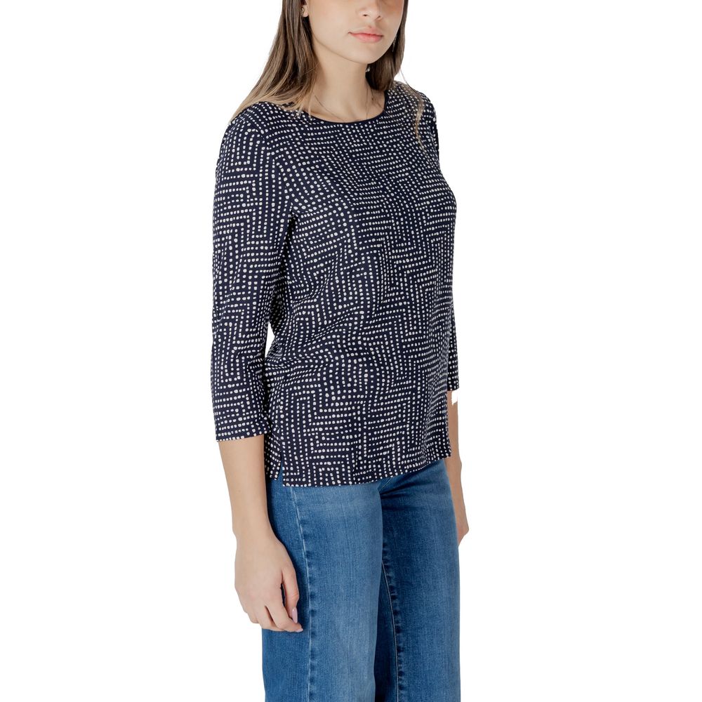 Blue Viscose Long Sleeve T-Shirt