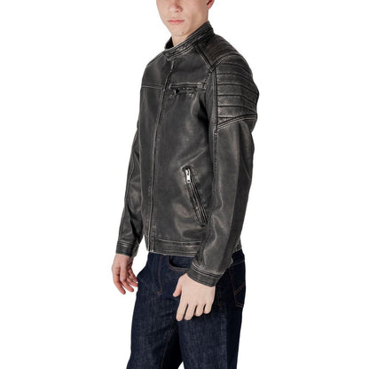 Black Polyester Biker Jacket