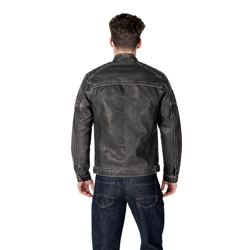 Black Polyester Biker Jacket