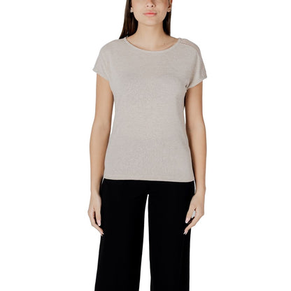Beige Polyester T-Shirt