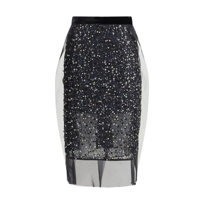 Black Polyester Midi Skirt