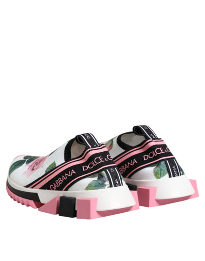 White Rose Print Sorrento Sneakers Shoes