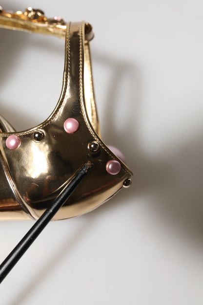 Gold Embellished Vally Heels Sandals Shoes