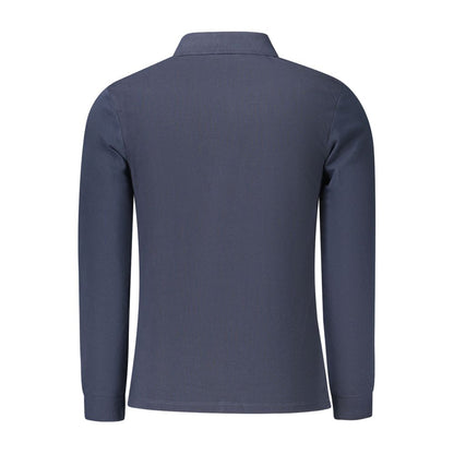 Blue Cotton Men Polo Shirt