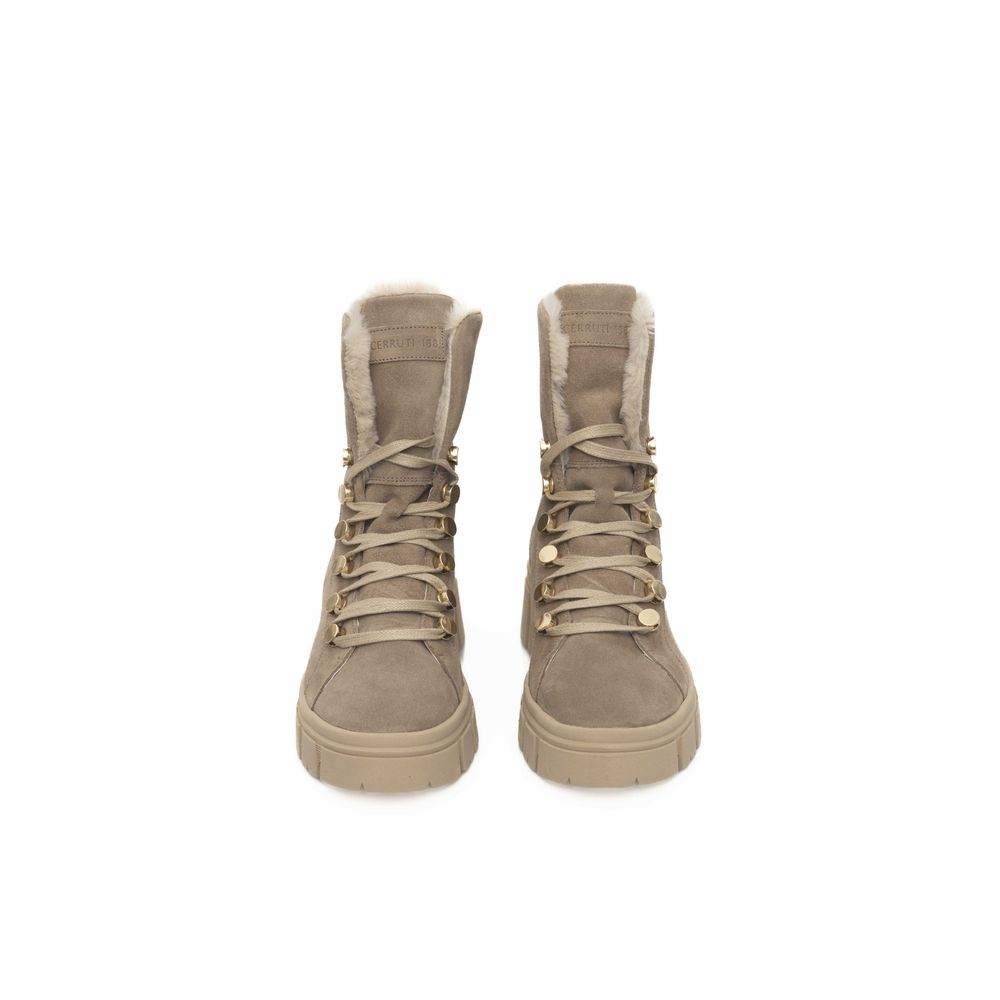 Beige Leather Women Boot