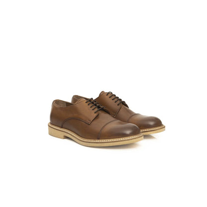 Brown Calfskin Men Derby Shoe