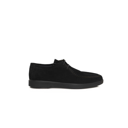 Black Cowhide Men Derby Shoe