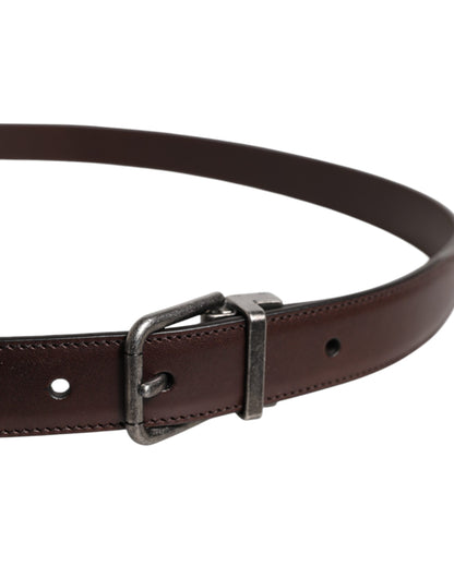Dark Brown Leather Antique Silver Buckle Belt