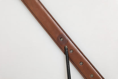 Dark Brown Leather Antique Silver Buckle Belt