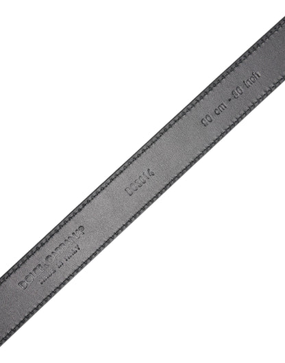 Black Textured Leather Silver Metal Buckle Men Belt