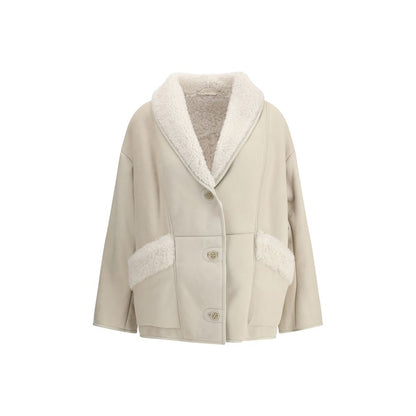 Cream Leather Coat