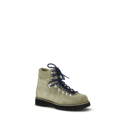 Green Leather Lace-Up Boots