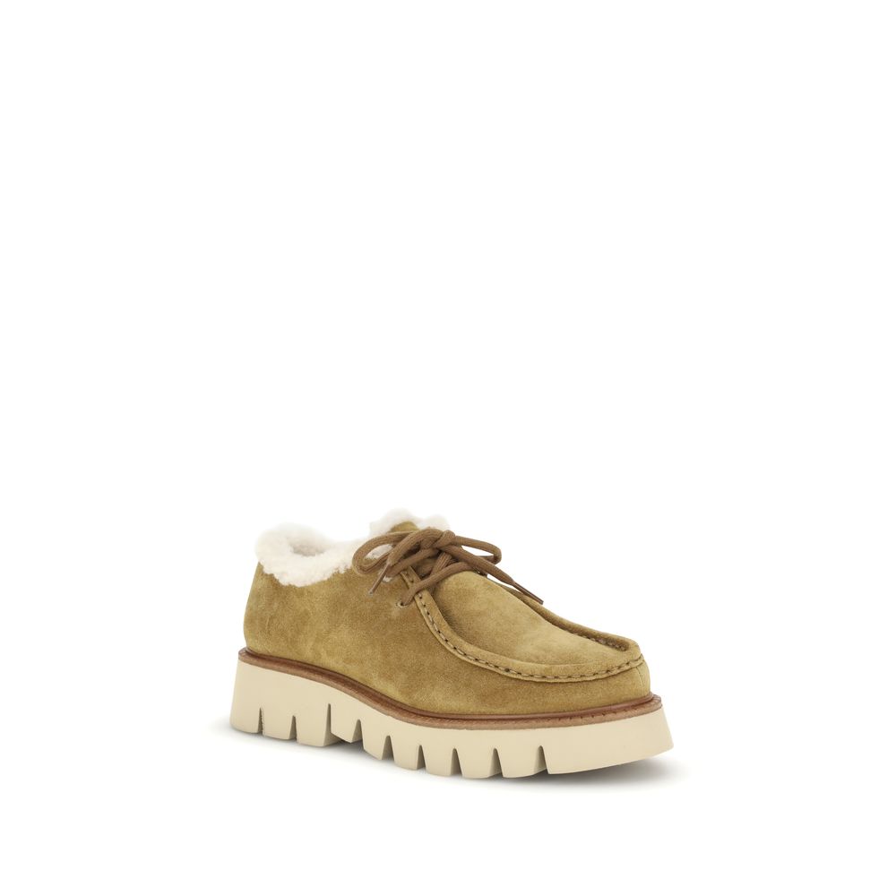 Beige Leather Oxfords And Derbies