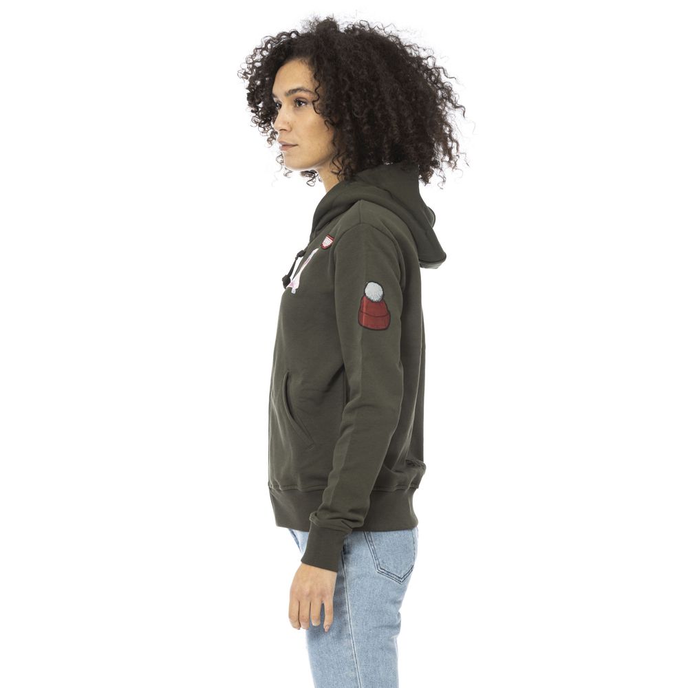 Green Cotton Women Sweatshirt Top