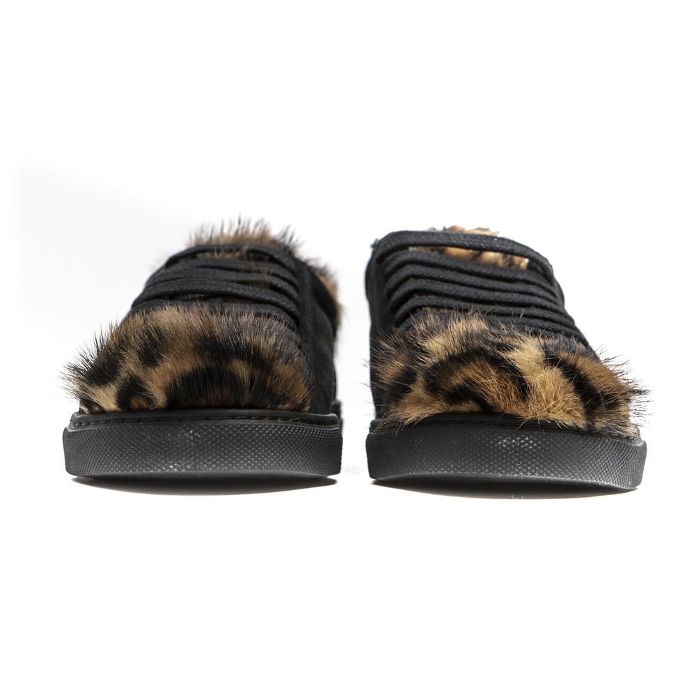 Black Leather Women Sneaker