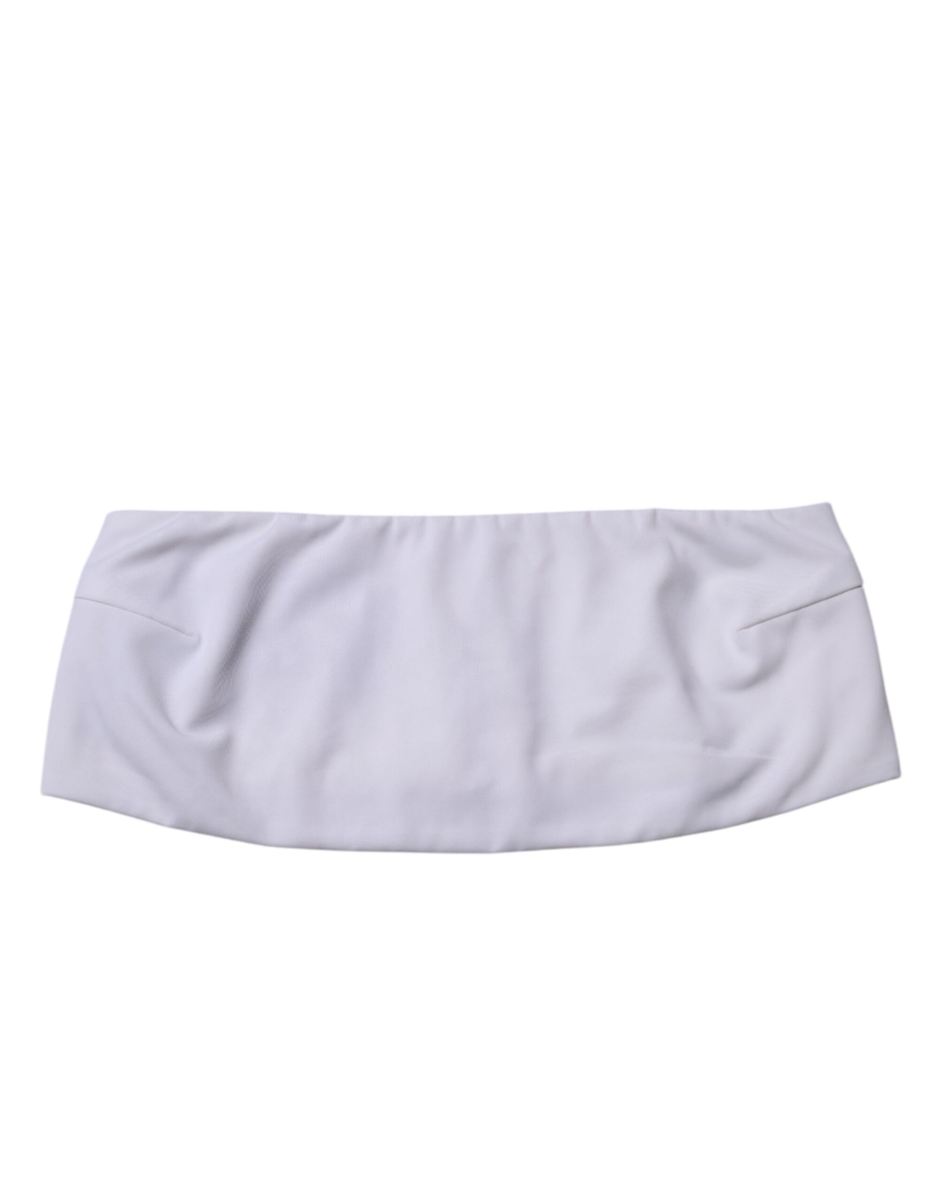 White Nylon Blend Bandeau Strapless Tube Top
