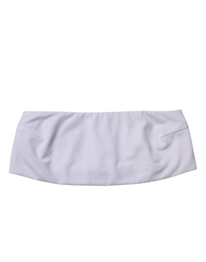White Nylon Blend Bandeau Strapless Tube Top