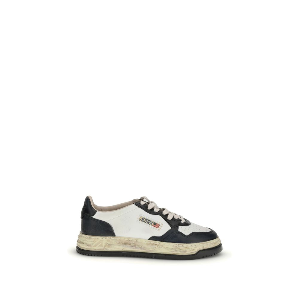 Cream Leather Athletic Sneakers