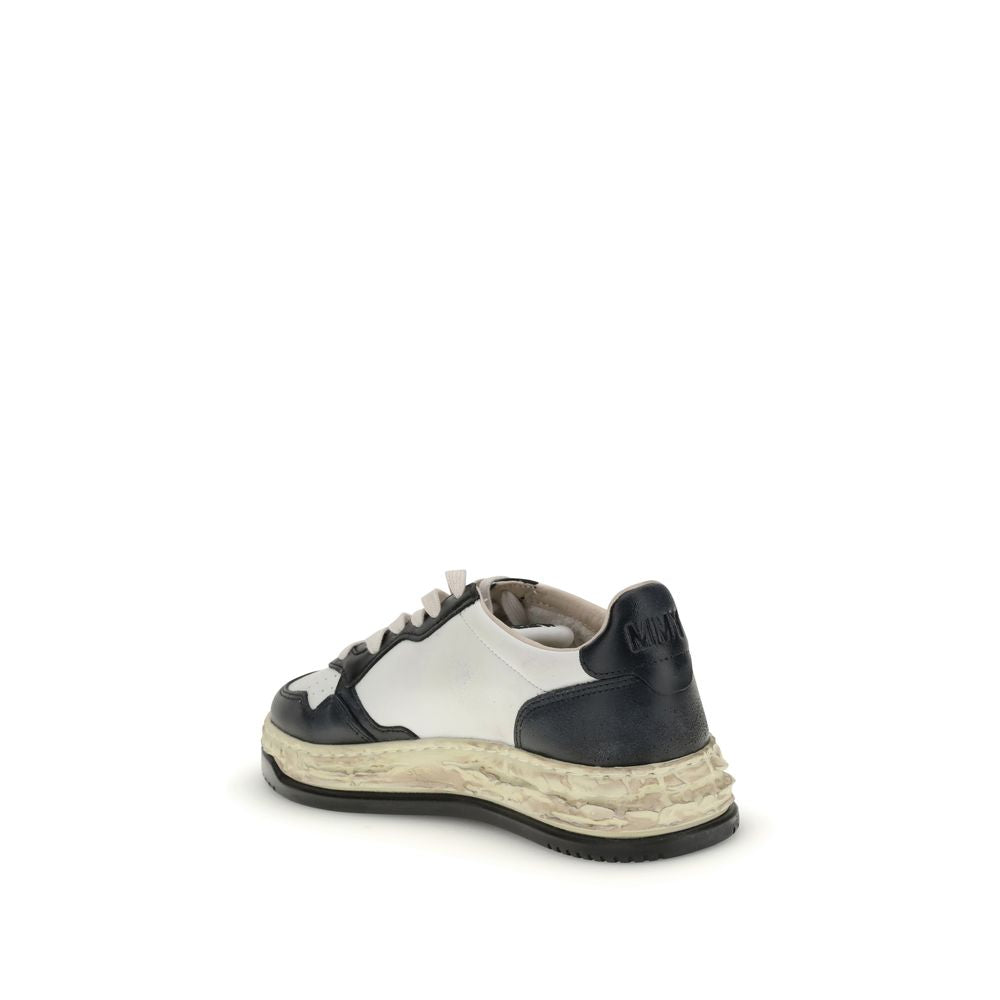 Cream Leather Athletic Sneakers
