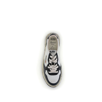 Cream Leather Athletic Sneakers