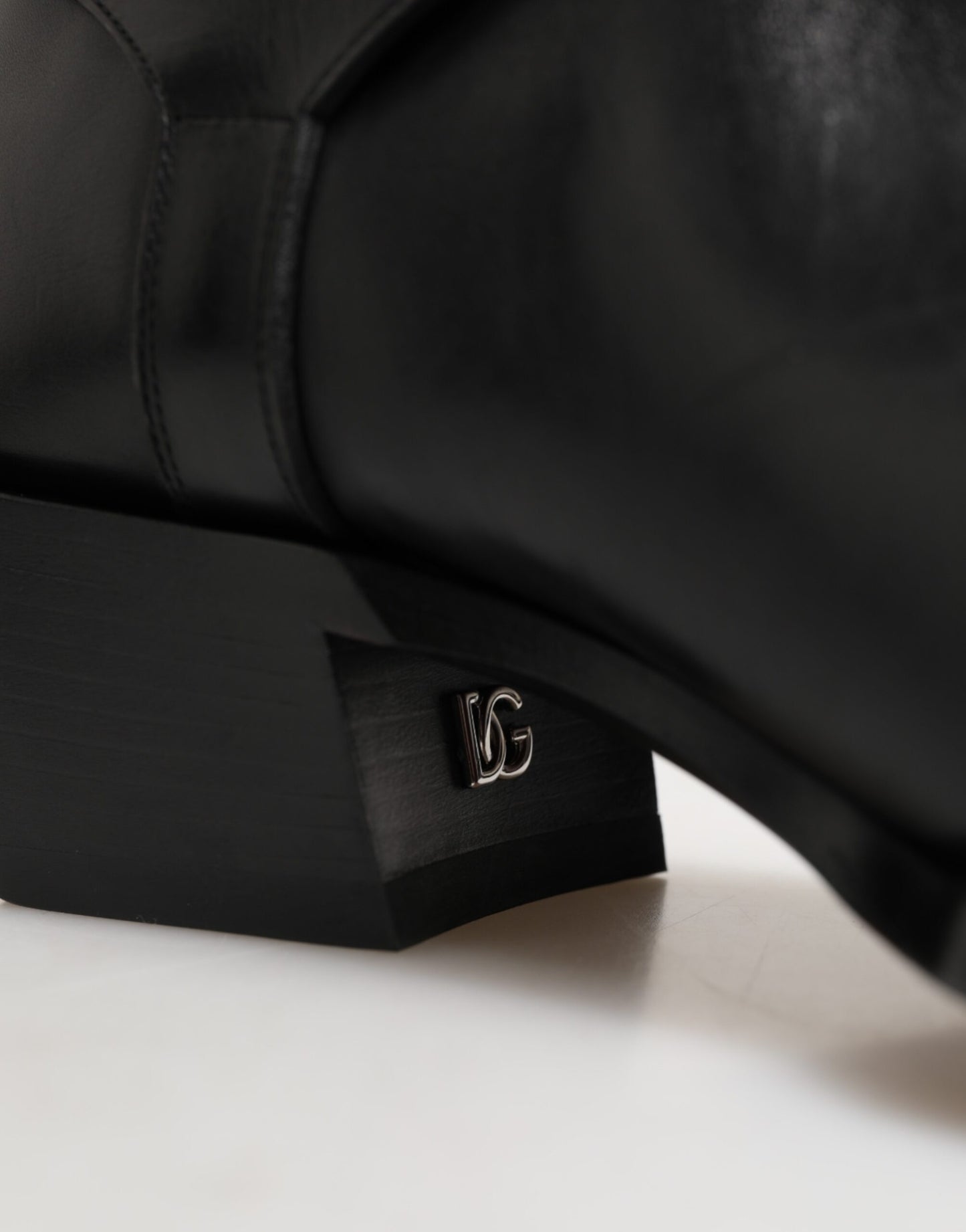 Black Logo Plaque Over The Calf Boot Shoes