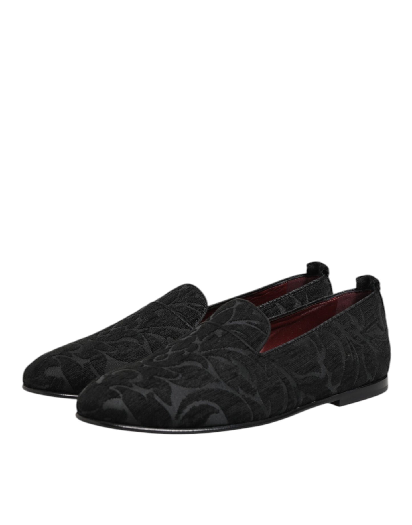 Black Brocade Loafers Slip On Men Dress Shoes