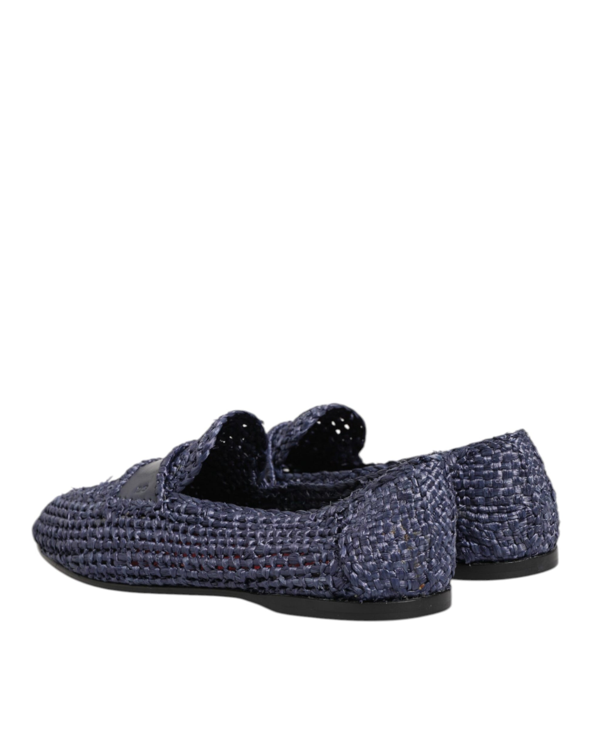 Blue Woven Leather Slip On Loafers Men Shoes