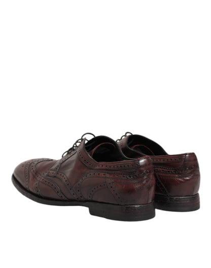 Bordeaux Leather Lace Up Dress Derby Shoes