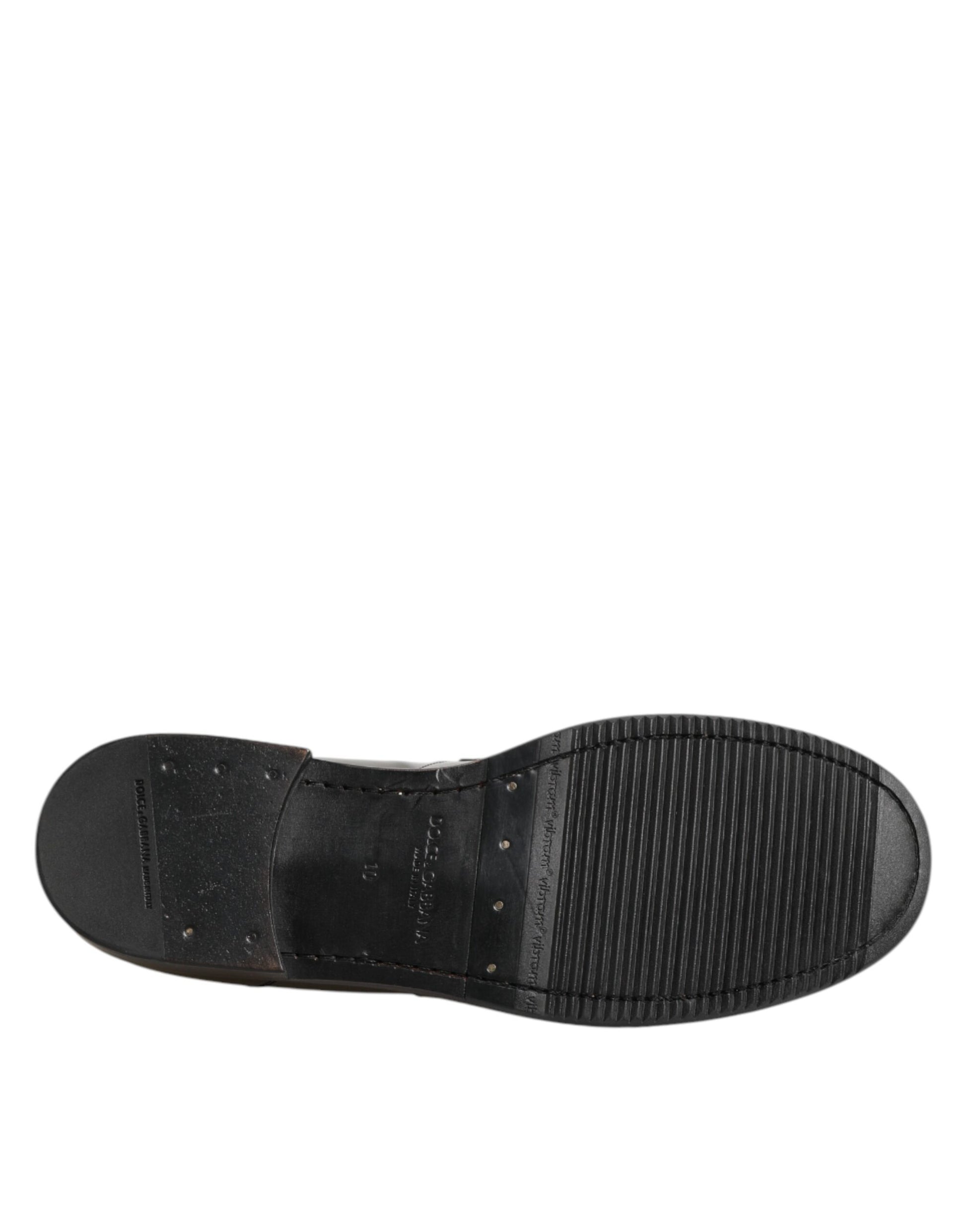 Metallic Silver Logo Slip On Men Dress Shoes