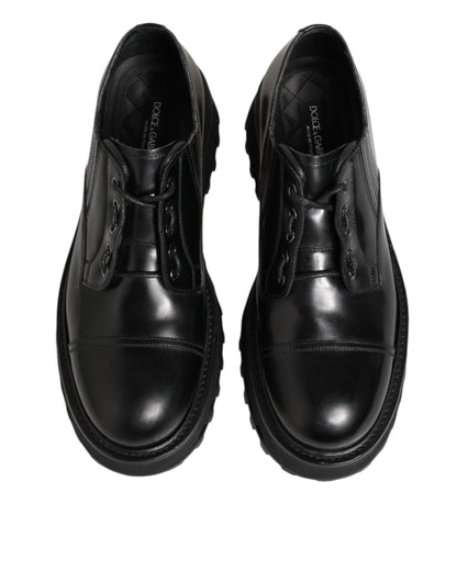 Black Leather Lace Up Derby Men Dress Shoes