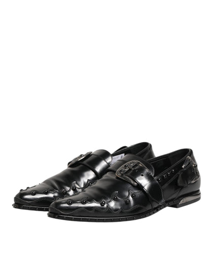 Black Embellished Dress Monk Strap Shoes