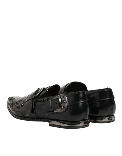 Black Embellished Dress Monk Strap Shoes