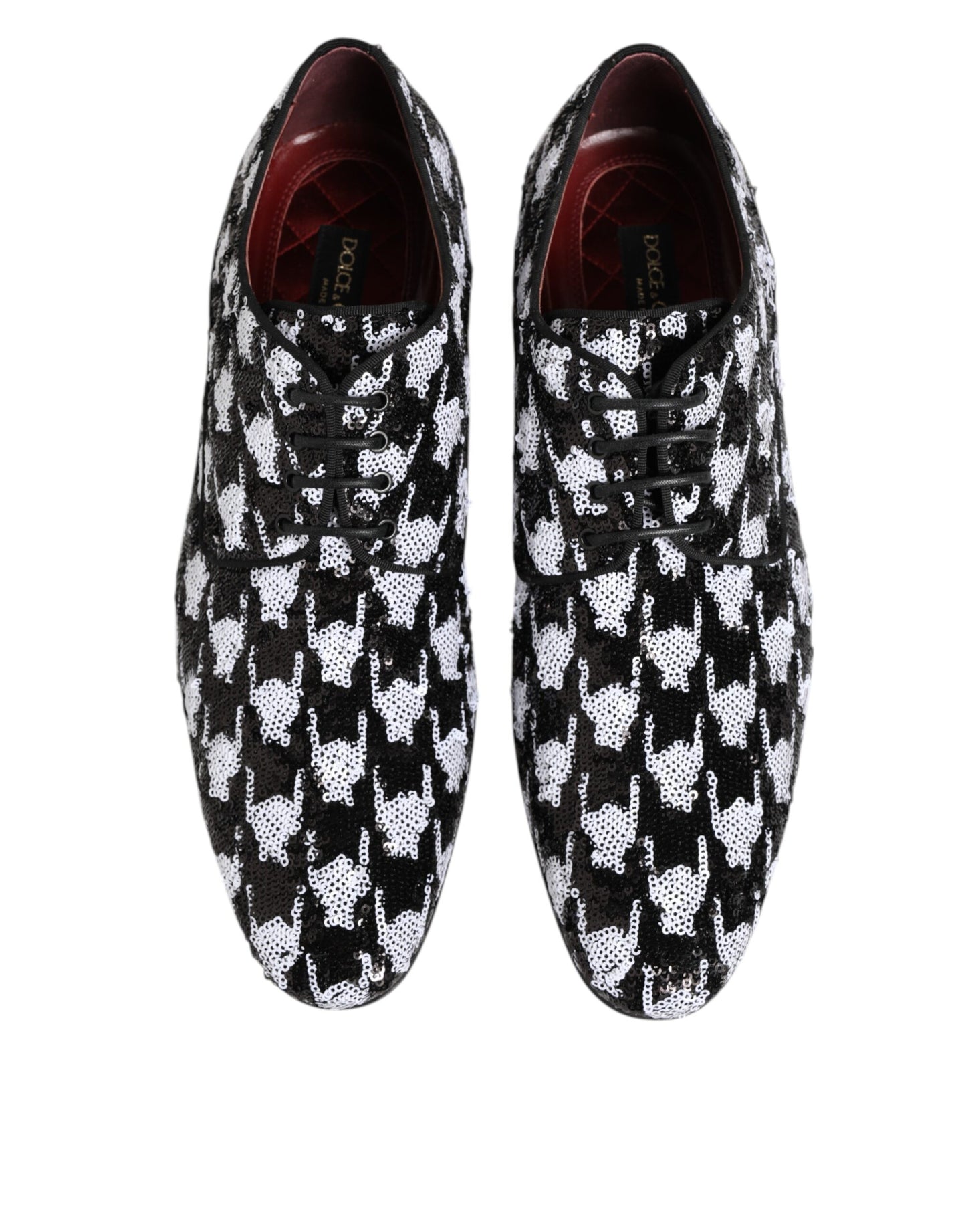 Dress Black White Sequined Lace Up Derby Shoes