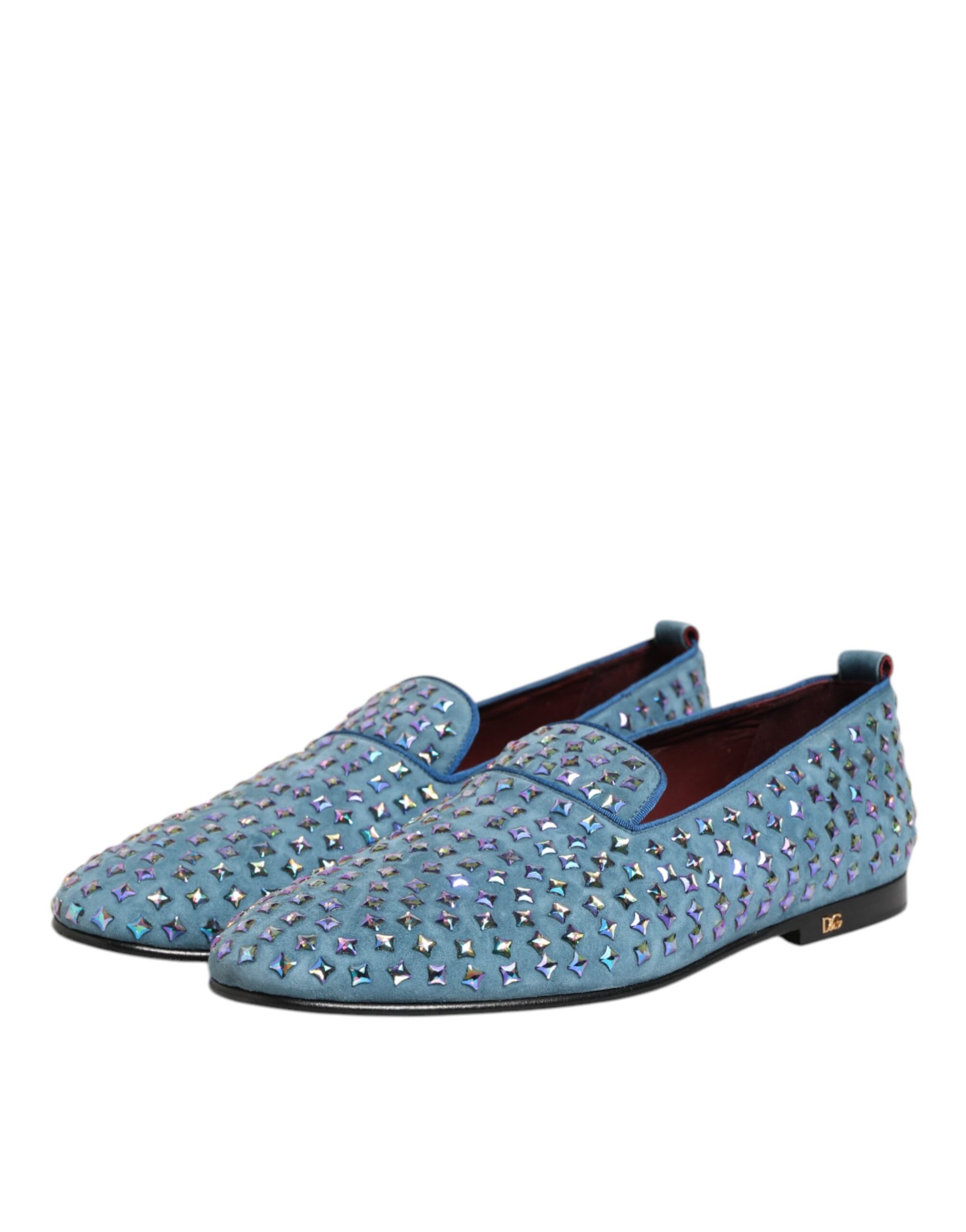 Blue Suede Studded Dress Men Loafers Shoes