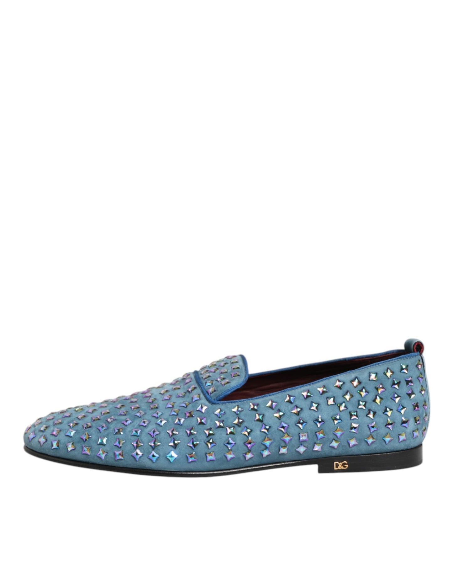 Blue Suede Studded Dress Men Loafers Shoes