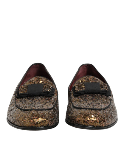 Gold Sequined Slip On Loafers Men Dress Shoes