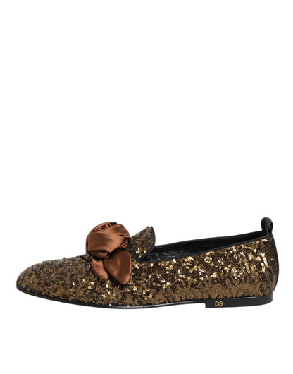 Gold Sequined Slip On Loafers Men Dress Shoes