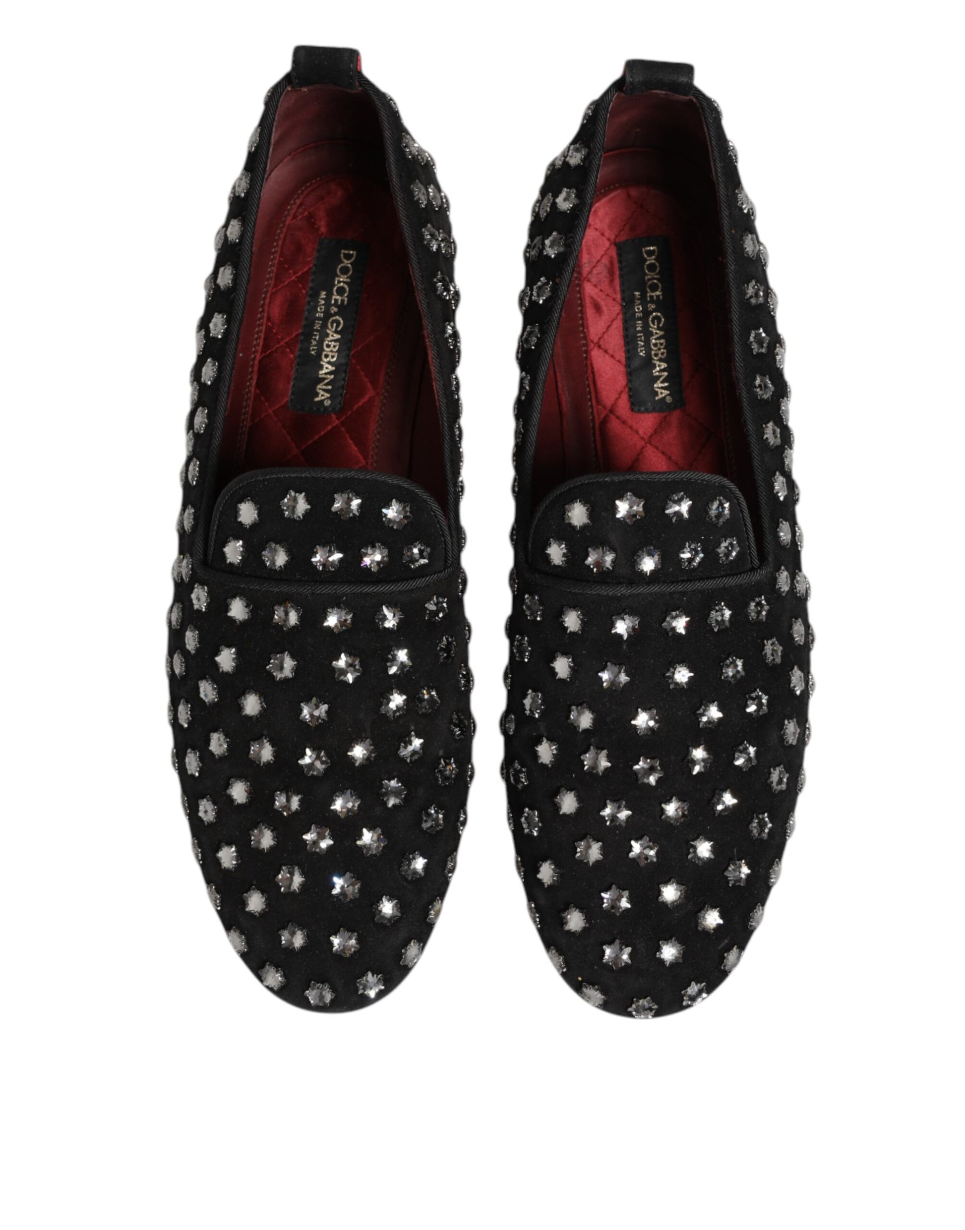 Black Crystal Embellished Loafers Dress Shoes