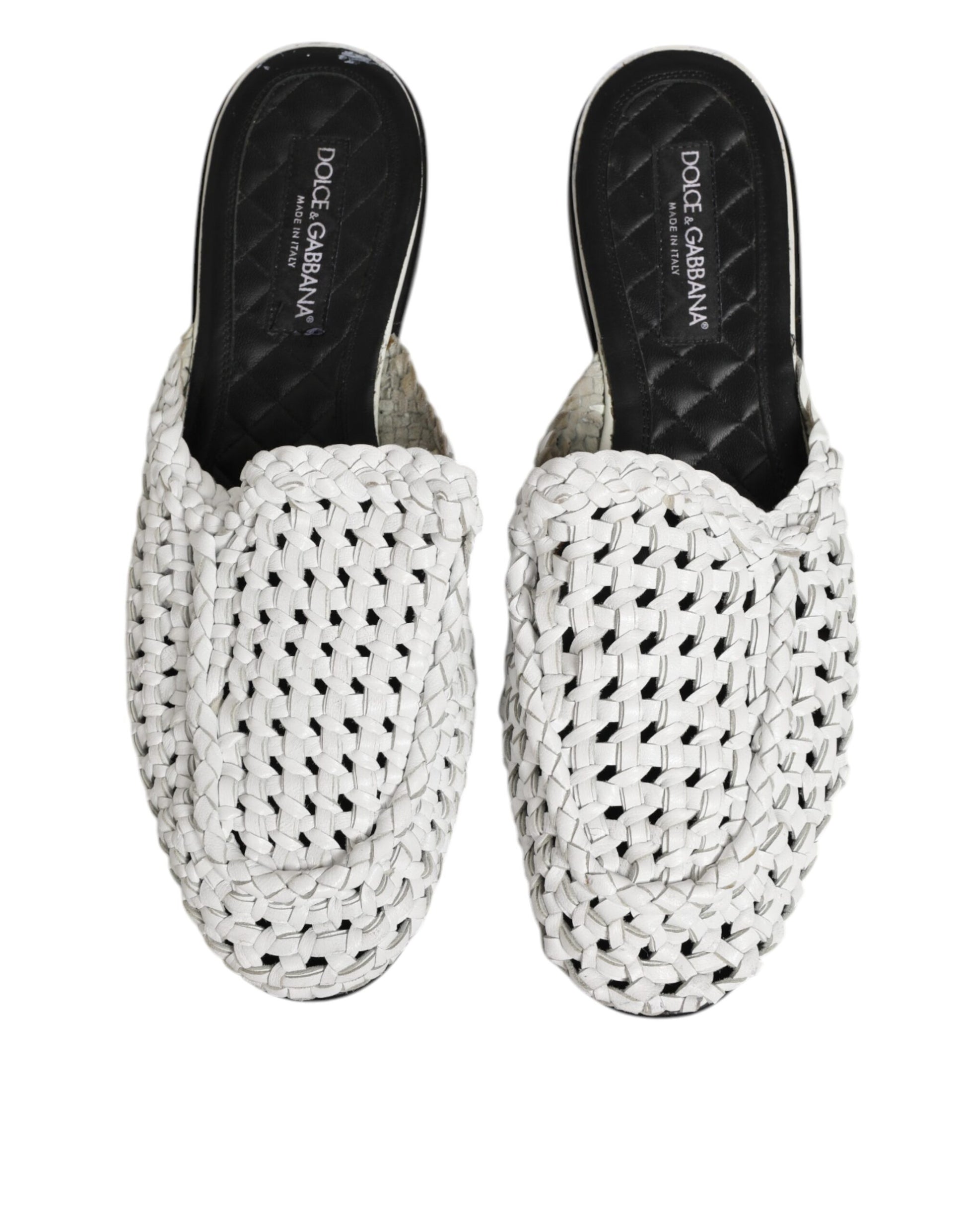 White Woven Slides MULES Men Sandals Shoes