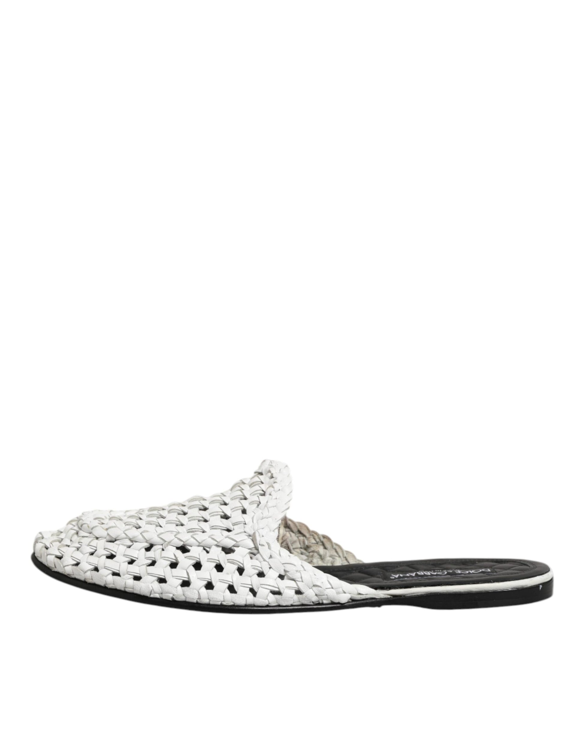 White Woven Slides MULES Men Sandals Shoes