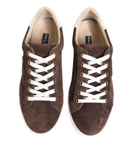Brown Suede Leather Low Top Men Sneakers Shoes