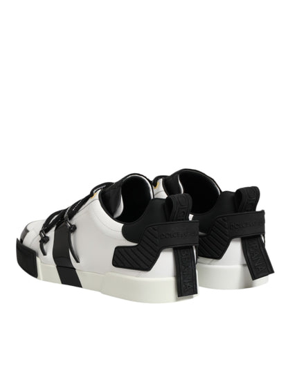 White Leather Logo Portofino Sneakers Shoes