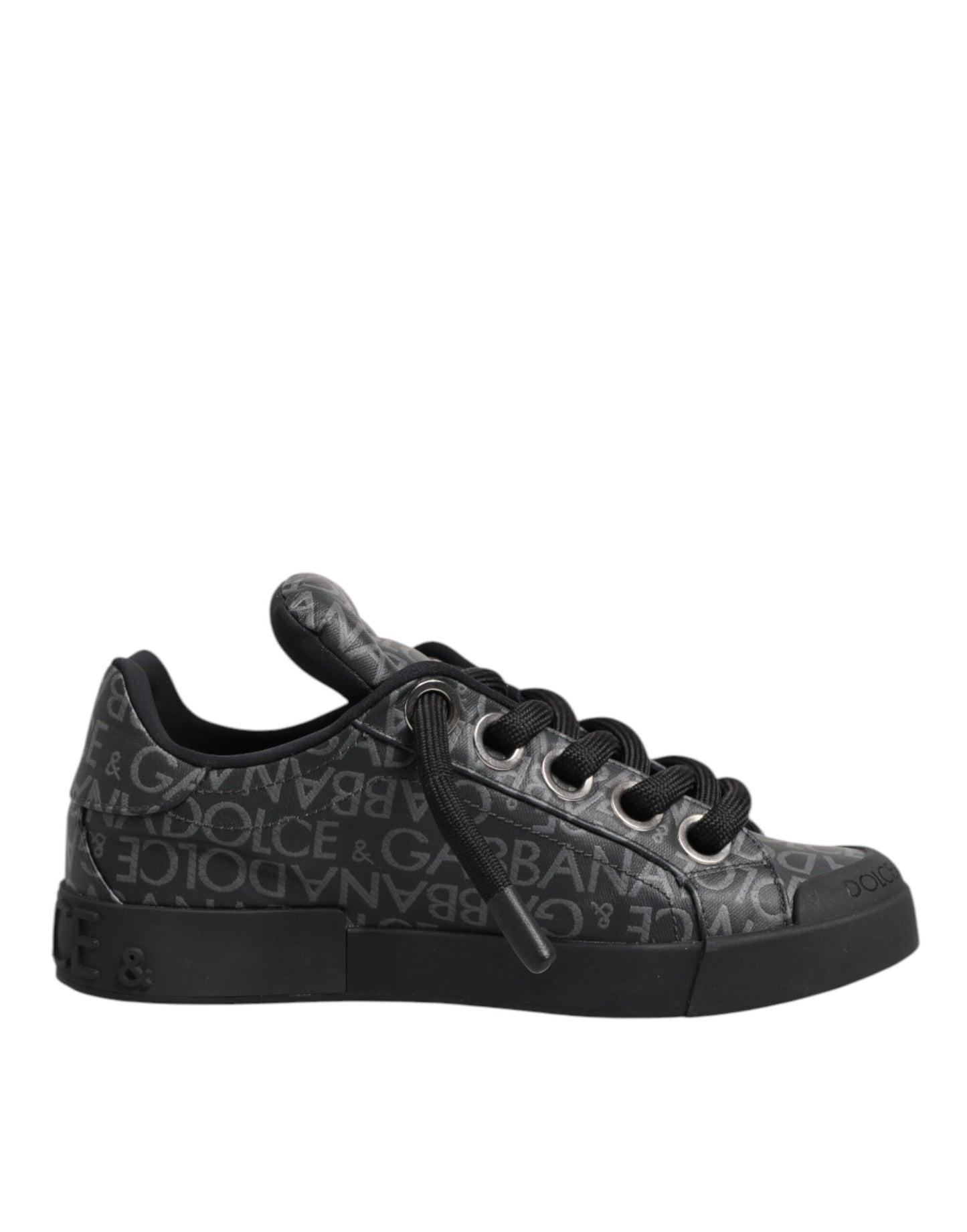 Black Cotton Denim Logo Low Top Sneakers  Shoes