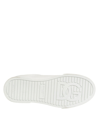 White DG Leather Low Top Sneakers Shoes