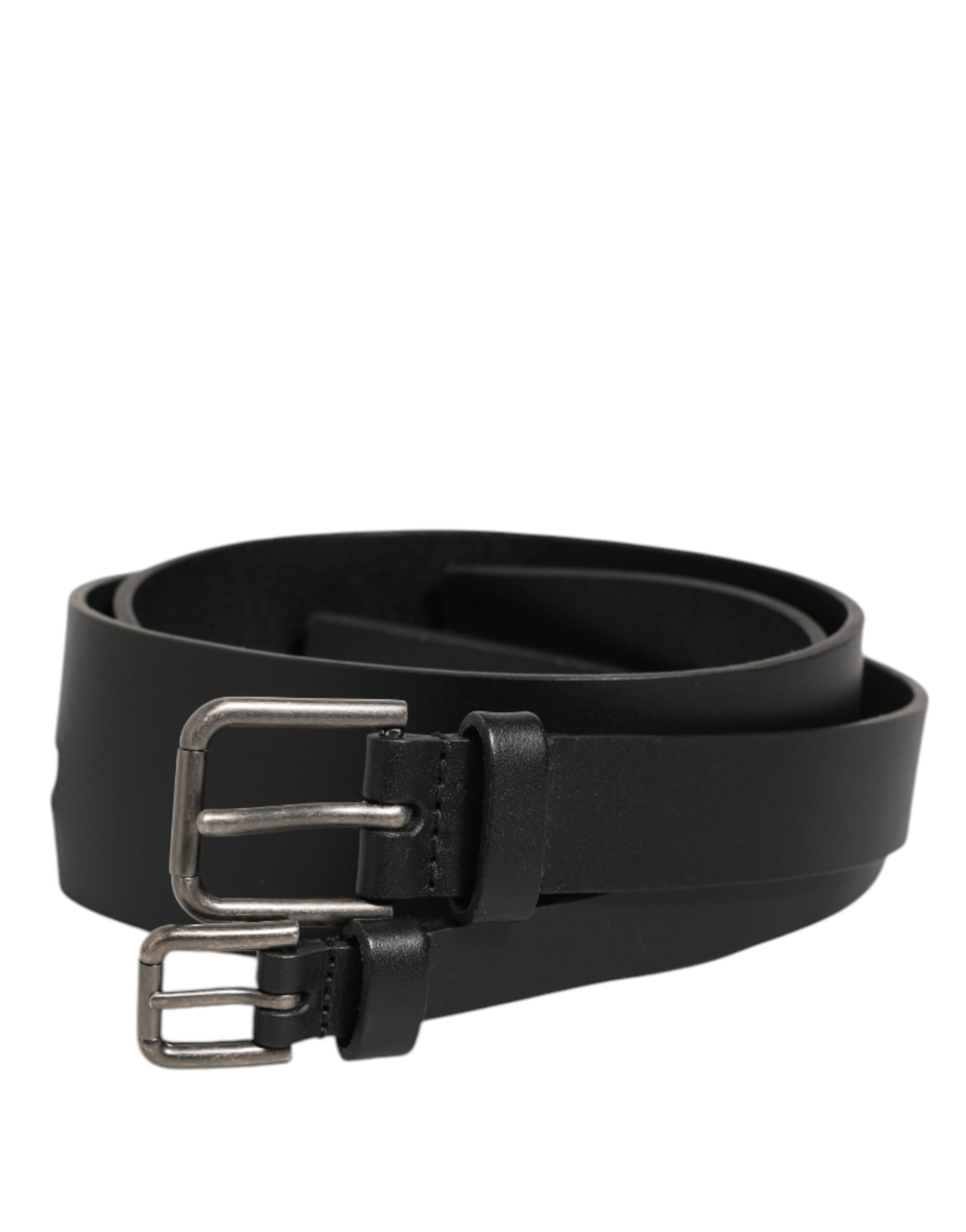 Black Double Strap Leather Buckle Men Belt