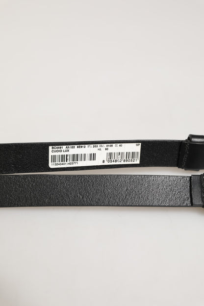 Black Double Strap Leather Silver Buckle Belt