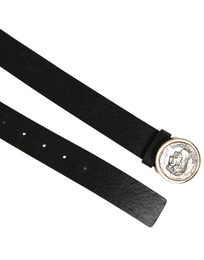 Black Leather Coin Buckle Classic Men Belt